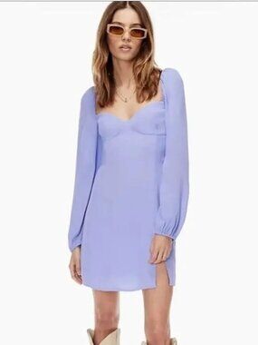 NWT Aritzia Wilfred Novella Long Sleeve Mini Dress - Soft Iris